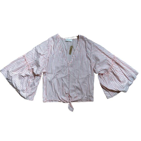 NWT Lavender Field Striped Tie Front Top Size Large - Picture 3 of 8